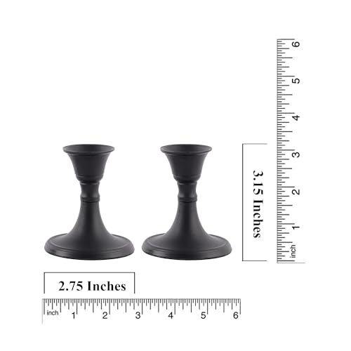 Rely+ Candlestick Holders Set of 2 Mini Stand Dinning Coffee Table Centerpiece Candle Holders Taper Candlesticks Holders Decor Home Easter Candle Holder for Mantel Wedding Party (Black) - color: Black Matte