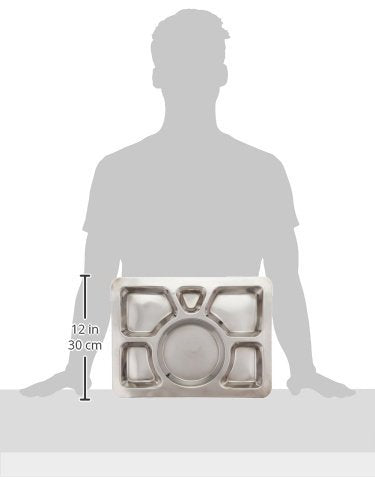 Winco Mess Tray, 6 Compartment, Style A, S/S, 15-1/2"x11-1/2 - size: 15.75" x 11.69" x 0.75"