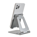 Cell Phone Stand for Desk Phone Holder Foldable Portable Adjustable Cradle Dock Compatible with iPhone 17 16 15 14 13 Pro Max, iPhone 12 11 Plus SE XS XR 8 7, Office Desk Travel Accessories, Silver - color: Silver