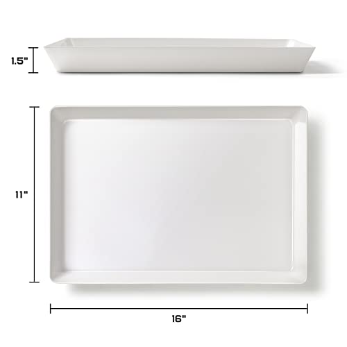 6 Pack, 16" x 11" Large White Serving Trays Set - Reusable Plastic Serving Platters for Cookie, Appetizer, Charcuterie, Snack, Dessert, Party Food Display - Stackable Kitchen CounterTop Tray, BPA Free - size: 6 Pack - 16" x 11"