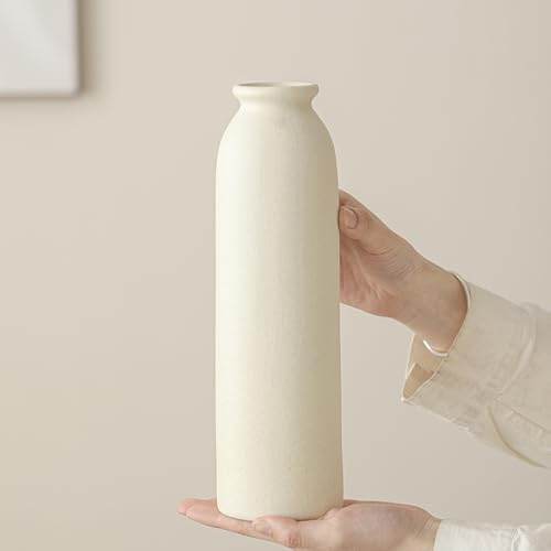10.4 inches Tall Decorative Ceramic Vase Set, 3 Pieces, Nordic Modern Boho Style, White, for Home Decor (Beige) - color: Beige