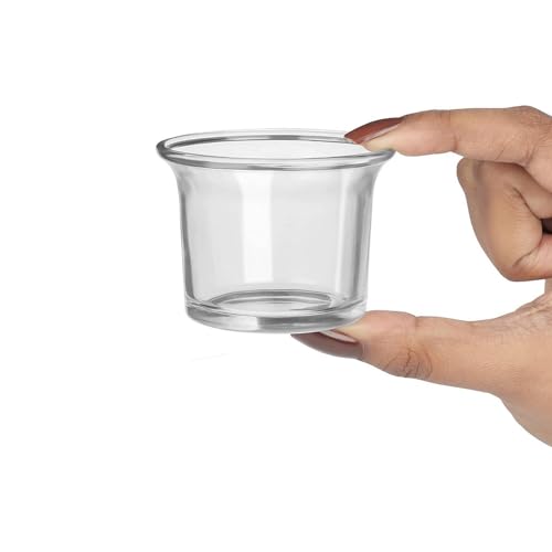 WGV Flare Lip Cylinder Tea Light Votive Candle Holder 2.4" W x 1.75" H, Clear Oyster Glass Cup, Small Accent Decor, 1 Pc - color: Clear-flare-2.4"