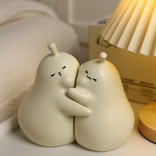 Linxia Pear Bookends Vanilla White Ceramic Creative Bookends for Shelves Book Holder Stopper for Books/Movies/CDs/Video Games (1 Pairs) Hug Style - color: Vanilla, size: Hug style