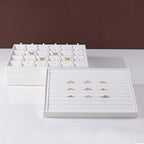 White PU Leather Jewelry Display Tray for Earrings Bracelet Necklace Jewelry Display Flat Tray Catchall - size: 1 Grid