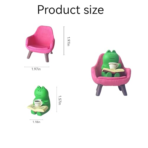 Miniature Frog Anime Figurines - Resin Desk Figurines, Cool Office Gadgets for Desk, Fun Desk trinkets Gift for Frog Lover（Pink Sofa） - size: 02-frog-sofa-pink