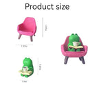 Miniature Frog Anime Figurines - Resin Desk Figurines, Cool Office Gadgets for Desk, Fun Desk trinkets Gift for Frog Lover（Pink Sofa） - size: 02-frog-sofa-pink
