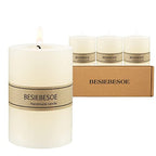 3×4 Ivory Pillar Candles Set of 3 Unscented Handpoured Weddings, Home Decoration, Restaurants, Spa, Church Smokeless Cotton 120 Hour - size: 3×4 ivroy