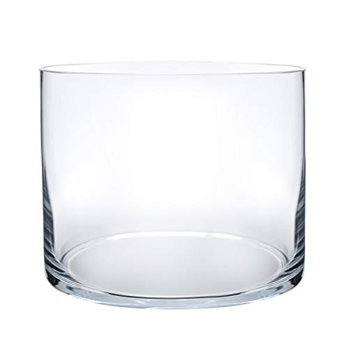 Royal Imports Flower Glass Vase Decorative Centerpiece for Home or Wedding - Cylinder Shape, 6" Tall, 6" Opening, Clear - size: 6" wide x 6" tall