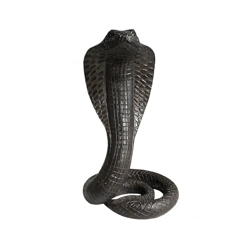 King Cobra Snake Statue Sculpture, Animal Figure Collectible Gifts for Snake Lover Office Home Decor Desk Decoration Garden Yard Figurines Outdoor Decor, Black Color - color: Black