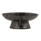 Creative Co-Op Stoneware Footed Pedestal Bowl with Handles, Reactive Glaze, Black - color: Black, size: 9.5" Round x 4" Tall