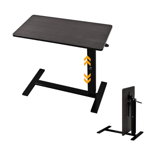 lumizone Foldable Overbed Table with Wheels Adjustable Height Bedside Desk 27.56"-36.61" Rolling Hospital Bed Table with Casters Medical Tray for Home Use Desk Over the Bed - color: Espresso