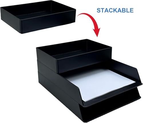 Amazon Basics Rectangular Plastic Desk Organizer with Storage Trays, Accessory Tray for Office Supplies and Pen Holder, 9.4 x 6.7 x 2 inch, Black - color: Black, style: 1 Pack