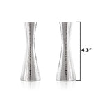 Yair Emanuel Modern Hammered Pillar Candle Holders | Shabbat Candlestick Holders | Minimal Tapered Design (Small 4.3" CX-1) - size: Small 4.3" CX-1