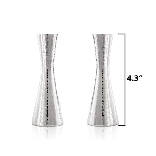 Yair Emanuel Modern Hammered Pillar Candle Holders | Shabbat Candlestick Holders | Minimal Tapered Design (Small 4.3" CX-1) - size: Small 4.3" CX-1