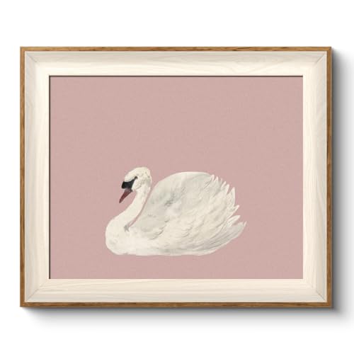 VIYYIEA Framed Wall Art for Living Room, Swan Canvas Prints, Pink Home Decor, Animals Painting Picture, Bathroom Wall Decor Gifts for Friends or Family -【Swan Pink】-(12L x 10W) - color: Animals-【Swan Pink】, size: 12"L x 10"W