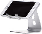 Amazon Basics Adjustable Aluminum Phone Stand for Cell Phones, iPhone and Android, Desktop Phone Holder with Adjustable Angle, Hands-Free Viewing, 3.15 x 2.87 x 3.74 inch, Silver