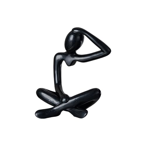 Artistic Abstract Thinking Figure Sculpture Ornament Home Decors for Living Room or Tabletop Display Abstract Art Ornament - color: Black, size: F