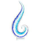 Luxury Lane Hand Blown Ocean Wave Sommerso Art Glass Sculpture for Home Decor 16 inch Tall Centerpiece Table Decoration - size: 16"