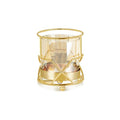 Hurricane Candle Holder, Gold Pillar Candle Holder with Geometric Decorative Accents & Windproof Glass Lid, Perfect for Weddings, Dinners, Parties & Special Events - size: 13cm