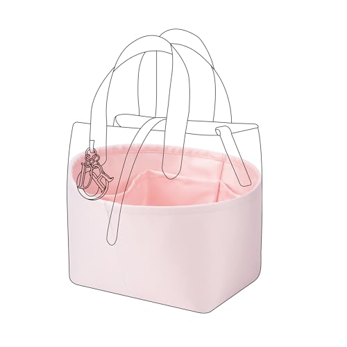 DGAZ Silk Purse Organizer Insert Fits Dior Toujours Vertical Tote Bags，Silky Smooth Bag Organizer，Luxury Handbag & Tote Shaper(Pink,Medium) - color: Pink, size: Medium