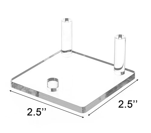 Jusalpha 4 PC Clear Acrylic Rock Display Stand - Three-Peg Display Easel Stands for Fossil Coral Geodes Rock Mineral Agate, Crystal Display Stand with Square Base (Small)