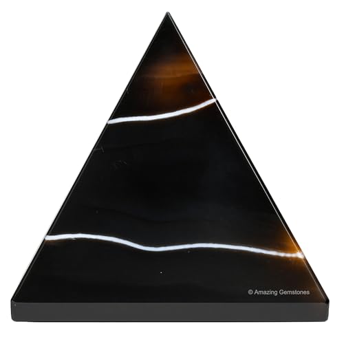 Amazing Gemstone Black Onyx Pyramid Crystal Healing Stones - 2" Great Pyramid Figurine of Natural Stone Pyramid for Meditation, Reiki, Chakra Balancing and Crystal Pyramids Grid - color: Black Onyx