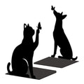 Peacoblue Metal Bookends for Shelves, Modern Decorative Heavy Duty Study Book Ends Stoppers for Office, Desk, Shelf, Room 5.3"x4.3"x7.9" Cast Iron Simple Tall Bookends 1 Pair (Cat and Dog) - style: Cat and Dog