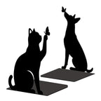 Peacoblue Metal Bookends for Shelves, Modern Decorative Heavy Duty Study Book Ends Stoppers for Office, Desk, Shelf, Room 5.3"x4.3"x7.9" Cast Iron Simple Tall Bookends 1 Pair (Cat and Dog) - style: Cat and Dog