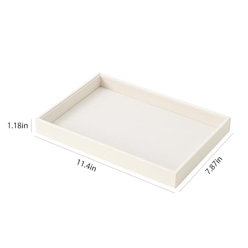 Stackable Jewelry Organizer Tray For Drawers,White Leather Small Earring Storage Tray,Bracelet And Necklace Display Box,Jewelry Ring Display Case(Creamy White Blank Trays 2) - color: (Creamy White Blank Trays 2)