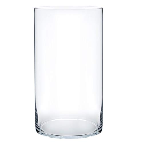 Royal Imports Flower Glass Vase Decorative Centerpiece for Home or Wedding - Cylinder Shape, 12" Tall, 6" Opening, Clear - size: 6" wide x 12" tall