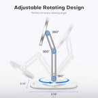 OMOTON 360°Rotating Magnetic Phone Stand for Desk, Adjustable Foldable Aluminum for MagSafe Cell Phone Stand Holder with Non-Slip Base, for iPhone 17/16/15/14 Pro Max Air/MagSafe Case, White - color: White