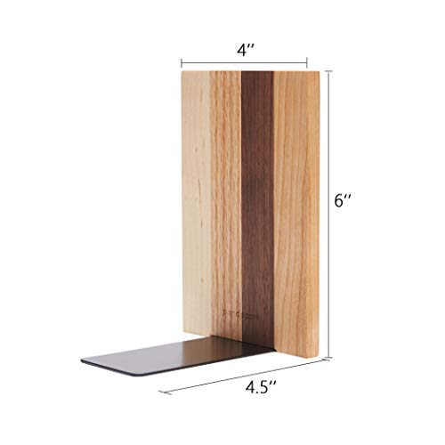 Pandapark Wood Decorative Bookends,Non-Skid Bookend for Shelves,Heavy Duty Bookends,Book Stand for Books/CDs,1 Pair - color: Dream