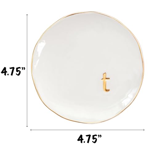 COLLECTIVE HOME - Ceramic Jewelry Tray, Decorative Trinket Dish for Rings Earrings Necklaces Bracelet Watch Keys, Birthday Mother's Day Christmas Gift for Women, 4.75", Glossy (t) - color: T