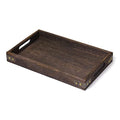 Ochine Rustic Wooden Serving Trays Bamboo Serving Tray Wood Serving Tray with Handles Rectangular Wooden Breakfast Tray Ottoman Tray Multipurpose Trays for Breakfast, Coffee Table/Butler & More - size: Small