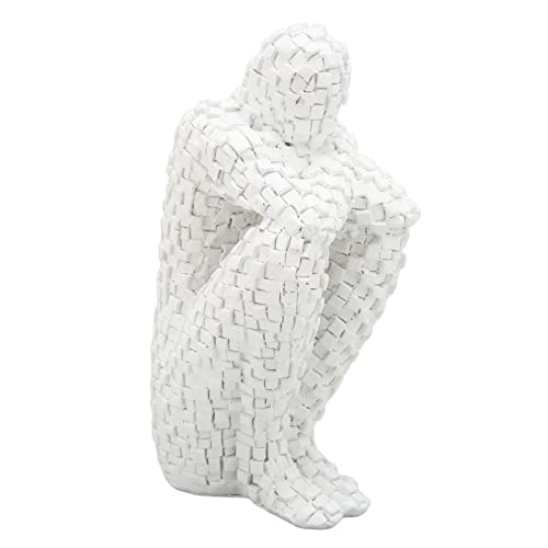 Mini Thinker Statue, Abstract Mosaic Sculpture Silence is Gold Craft Abstract Art Resin Sculpture for Household Living Room, Coffee Table Minimalist Decor, Tabletop Decoration