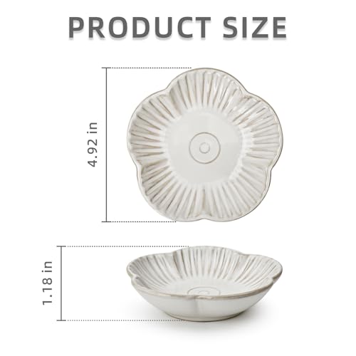 Koythin Ceramic Candlestick Holder for Pillar Candles, Floral Shape Candle Stand & Dish Bowl for Candlesticks, Incense, Decorative Ceramic Plate Tray for Table Centerpiece and Home Decor (White) - color: White
