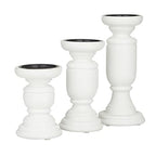 Deco 79 Mango Wood Turned Style Pillar Candle Holder, 3 Count 10", 8", 6" H, White (Pack of 6) - color: White, size: 3 PIECES SMALL SIZE (Pack of 6)