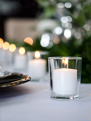 Yummi Set of 72 10hr Votive Candles & Glass Votive Holders, Clear