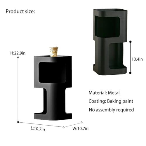 Modern Side Table,Small end Table for Small Spaces,Metal nightstand with Storage Shelf,Space-Saving Bedside Table Accent Table Drink Tables for Living Room,Bedroom.No Assembly Required - color: Black Trumpet