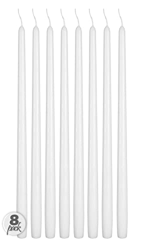 Hyoola Tall Taper Candles - 16 Inch White Unscented Dripless Taper Candles - 14 Hour Burn Time - 8 Pack - size: 16 Inch