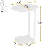 Hosfais Small Side Table End Table, C Shaped Oval Coffee Table, Wooden TV Tray for Living Room, Bedroom, Couch, Small Spaces (White) - color: White, size: Oval
