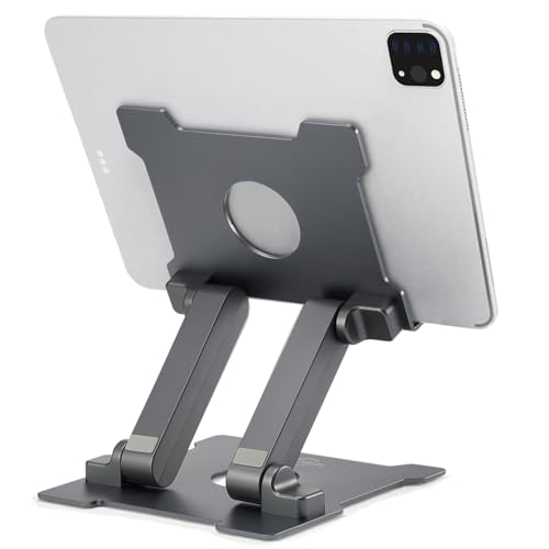 KABCON Adjustable Aluminum Tablet Stand (7-13.5 inch), Compatible with iPad, Surface Pro, FIRD HD 10, Samsung Galaxy Tab E, ASUS Transformer & Other Devices - color: Large-Grey