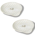 GDCZ Ceramic Jewelry Tray Set of 2, Personalized Trinket Dish with Pattern, Ring Dish, for Rings Earrings Necklaces Bracelet Watch Keys, Perfect for Gifts for Women (White) - color: White