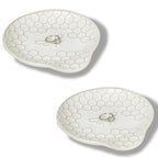 GDCZ Ceramic Jewelry Tray Set of 2, Personalized Trinket Dish with Pattern, Ring Dish, for Rings Earrings Necklaces Bracelet Watch Keys, Perfect for Gifts for Women (White) - color: White