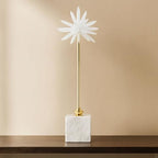 Mystique Large Starburst Statuary – Modern Decorative Object with Marble Base, Metal Stem and Sculptural Flower Top – Contemporary Home Decor Accent for Shelves Tables and Desks, 20", Gold & White - size: 20"