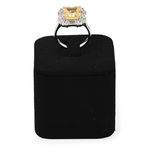 Microfiber Jewelry Ring Display Stand Rings Display Organizer Stand (Black, Low) - size: 1.77" x 1.77" x 1.57"