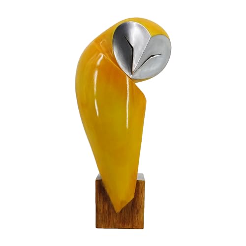 15 Inch Owl Statue for Home Decor Accents Office Decor, Handmade Owl Sculpture for Bookshelf Decor, Bookshelf Desktop Mantel Cabinet Living Room Bedroom Decorations - color: Mustard Yellow