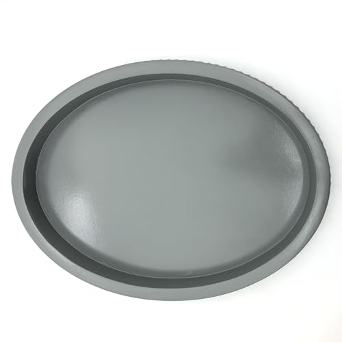 Carah & Cossh Oval Wooden Tray, Modern Decorative 16''x12'', Farmhouse Rustic Serving Tray, Table Centre, Perfect for Storage and Display (Gray) - color: Gray