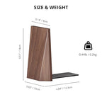muso wood Book Ends, Handmade Wooden Bookends for Heavy Books, Creative Beveled Bookends for Shelves, Non-Skid Book Ends, Walnut-1Pair