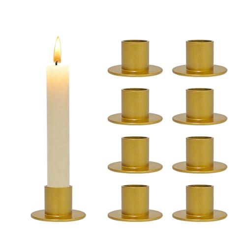 Gute Taper Candle Holder, Candle Holders for Pillar Candles, Matte Gold Candlestick Holder Centerpieces for Home Decoration, Wedding Anniversary, Party, Housewarming Gifts,Set of 8,Round - color: Gold-r-8pcs